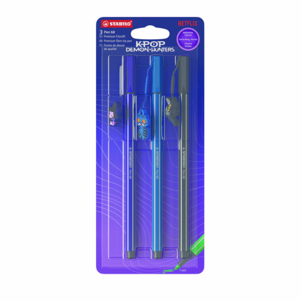 STABILO BLISTER 3 ROTULADOR STABILO PEN 68 K-POP SAJA BOYS K-POP 9x2x21 Cms.