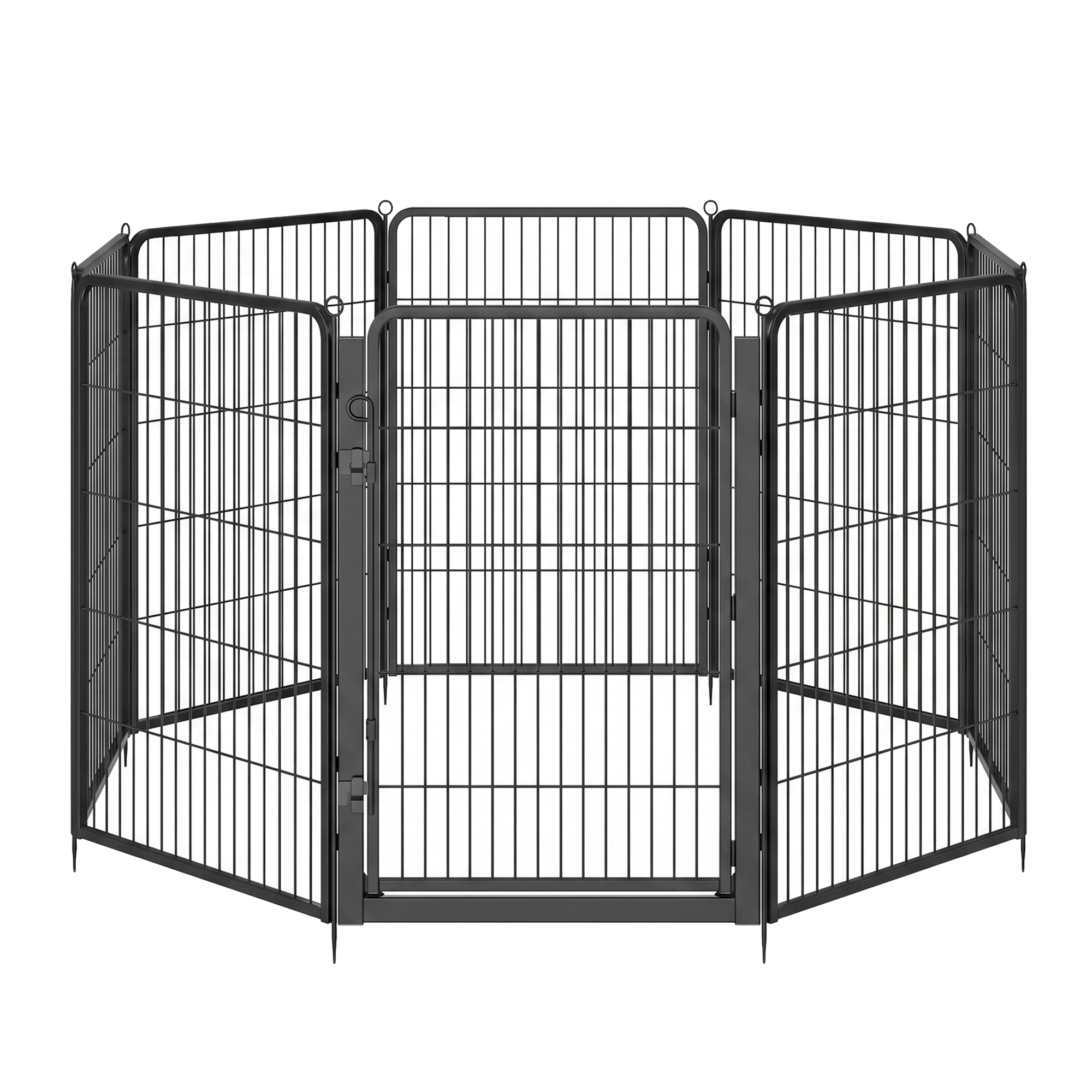 FEANDREA Parque para Perros Metálico 8 Paneles con Puerta para Interior y Exterior 170 x 170 x 100 cm Negro
