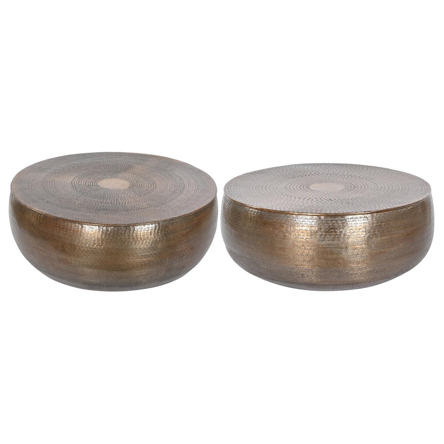Mesa Centro Set 2 Aluminio 120X120X45 Dorado - Fijalo - El mejor complemento para tu hogar.