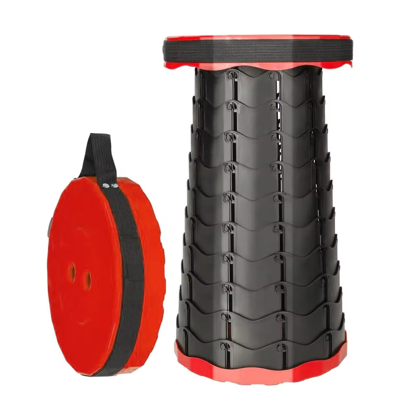 TK Taburete Plegable Portátil de Segunda Generación, Taburete Telescópico Ligero, Carga 550 LB, para Exteriores, Senderismo, Pesca, Barbacoa, Interior, Viajes, Fiestas, Altura Ajustable 6.5-45 cm