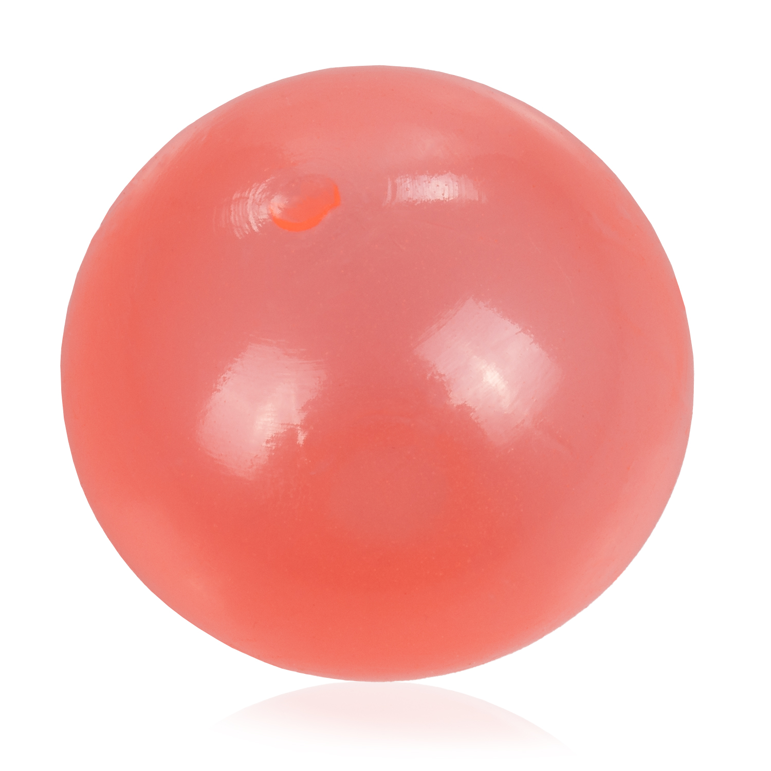 DAM. Bola de silicona antiestrés de 5,5cm, brilla en la oscuridad. Bola blanda para apretar y estrujar. Pegajosa, se pega en techo y paredes durante unos segundos. 5,5x5,5x5,5 cm.