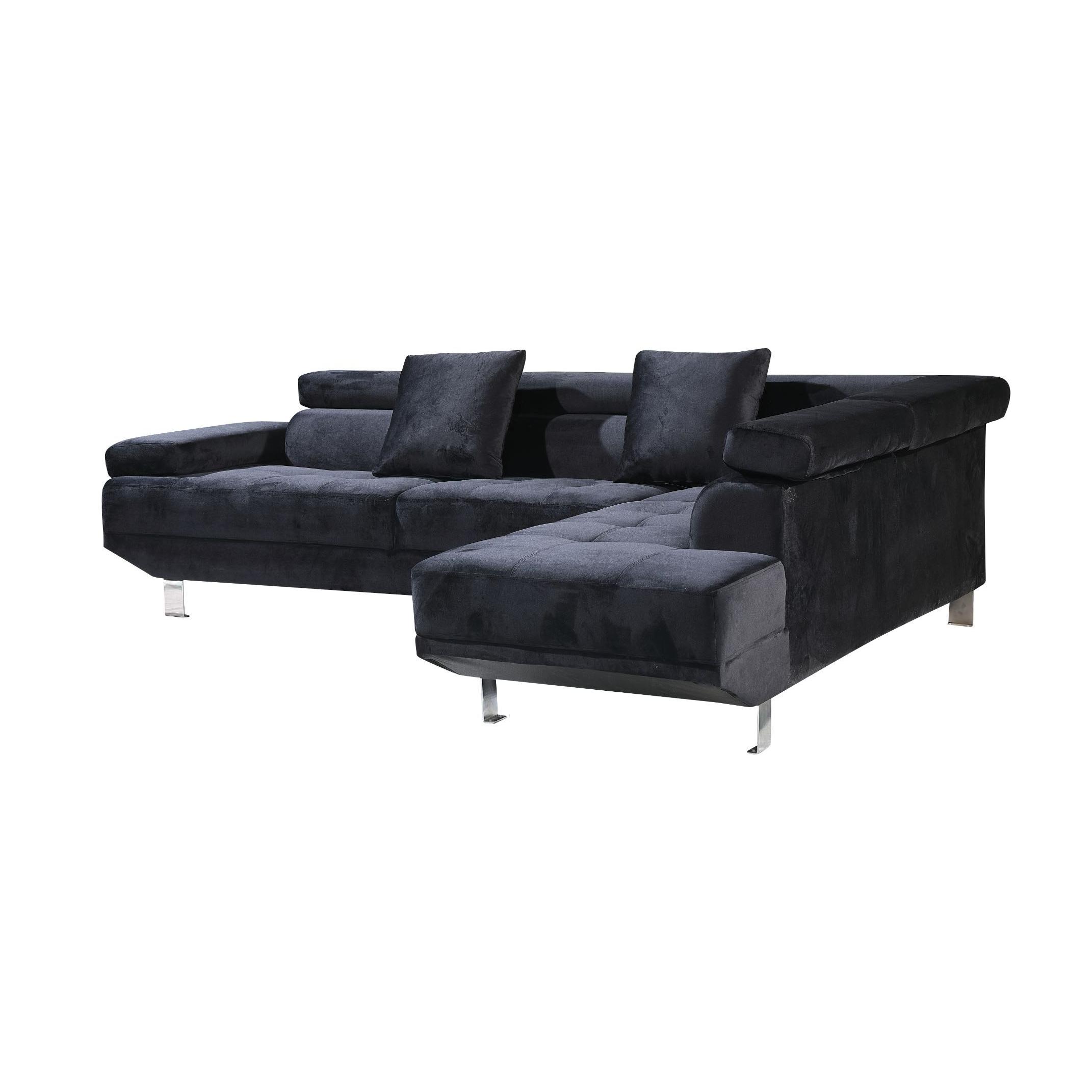 Sofa Rinconera Chaise Longue Executive negro 262x190cm vista de frente lado derecho