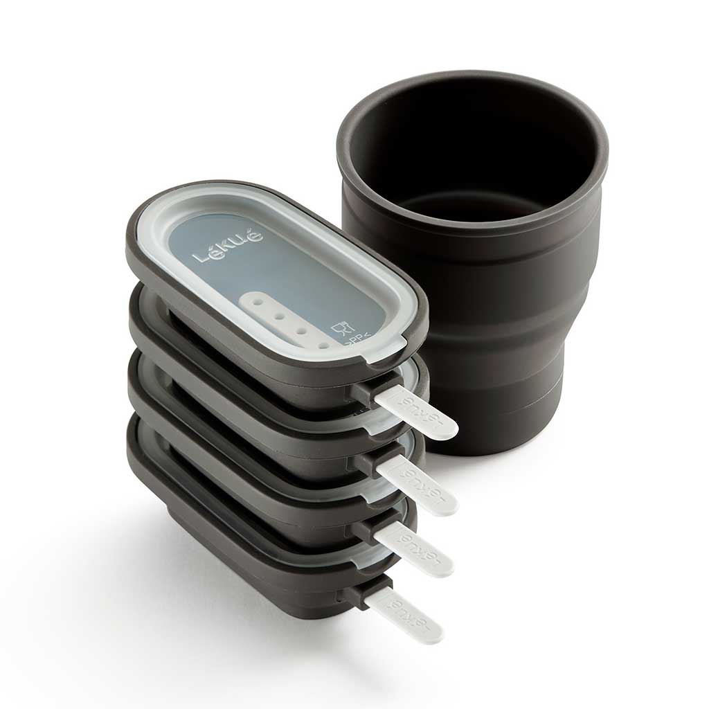 Lékué Set para Helados Classic Creamy con Moldes Individuales de Silicona Platino y Recetas Naturales