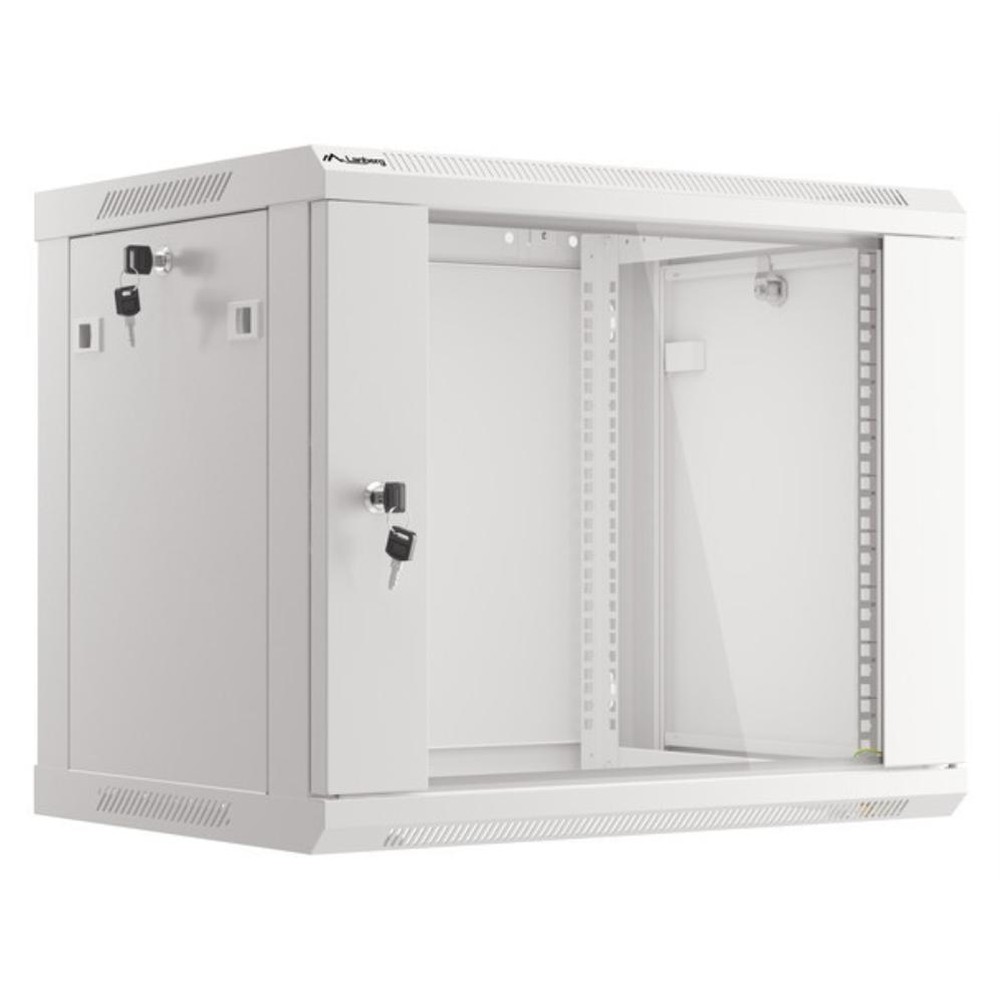Lanberg - Bastidor de pared WF01-6409-10S 9U para infraestructura IT, soporte robusto de 60 kg con estructura de acero laminado en frío y cristal templado gris IP20, ideal para servidores, redes y videovigilancia