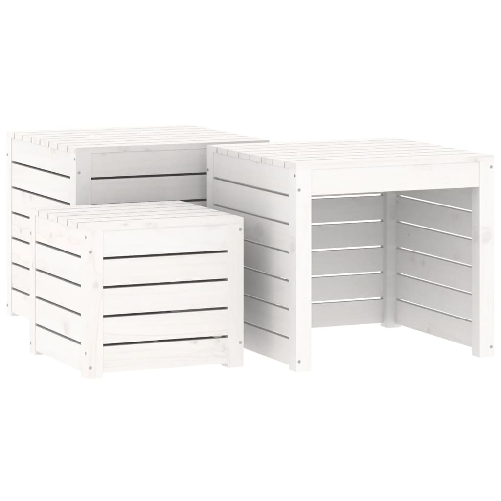 vidaXL Set de cajas de jardín 3 piezas madera maciza de pino blanco