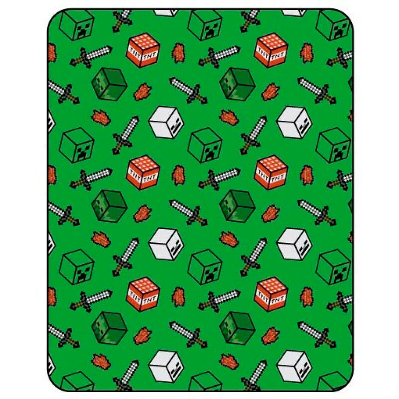 Manta Coralina Minecraft 110x150cm. Producto Oficial Producto Escolar Para Niños y Niñas