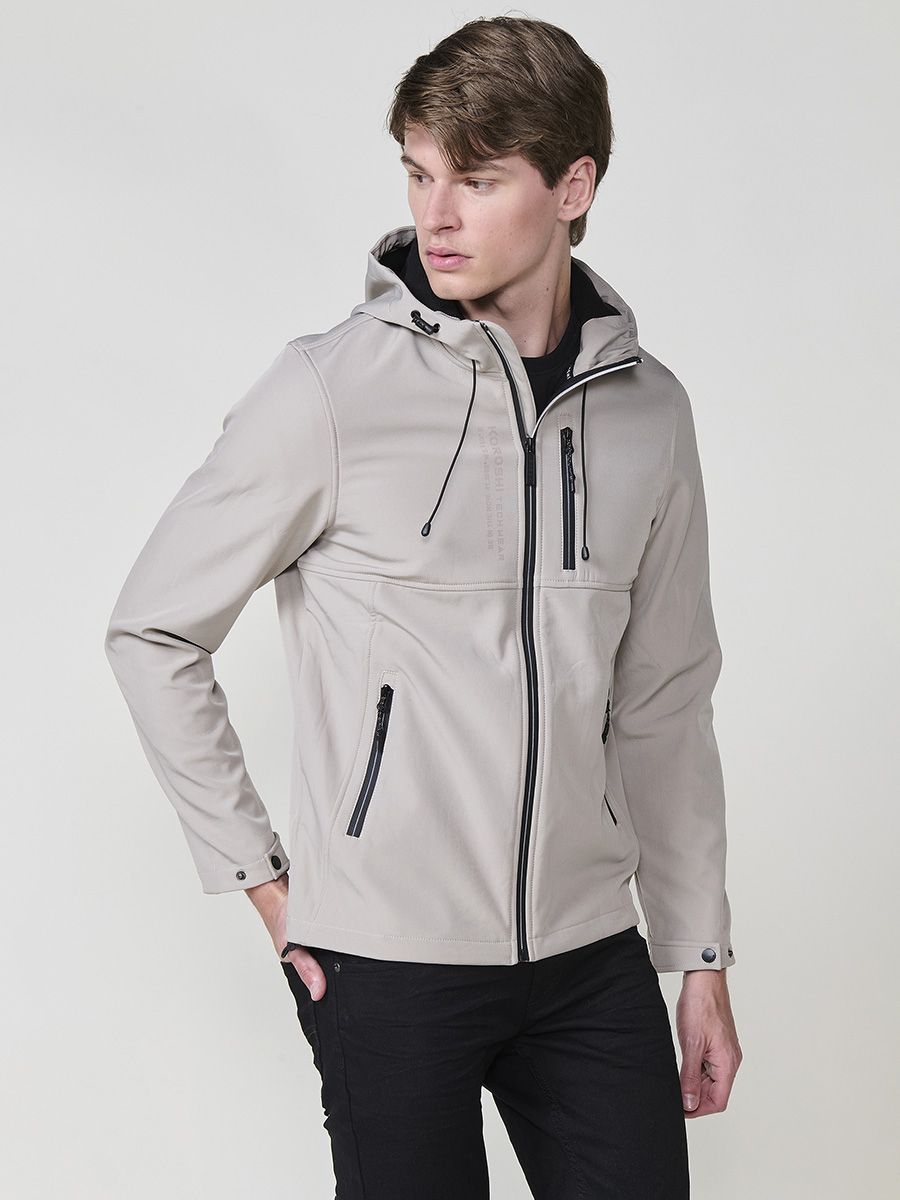 Koroshi - Cazadora softshell para hombre con capucha, 100% poliéster resistente, diseño versátil para entretiempo e invierno