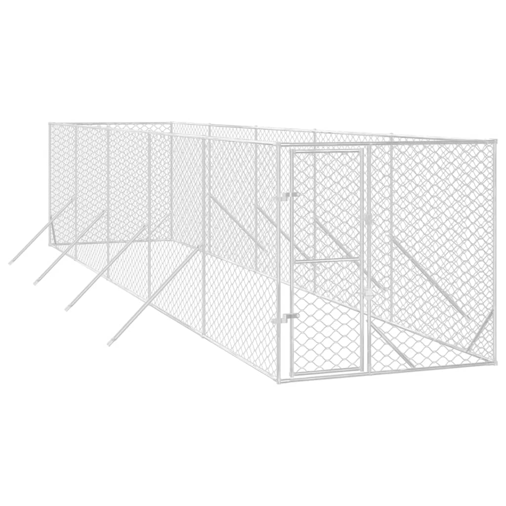 vidaXL Perrera de Exterior Jaula Caseta para Perros Acero Galvanizado Plateado Dimensiones 2 x 2 x 2 m, 2 x 6 x 2 m, 4 x 4 x 2 m y mas