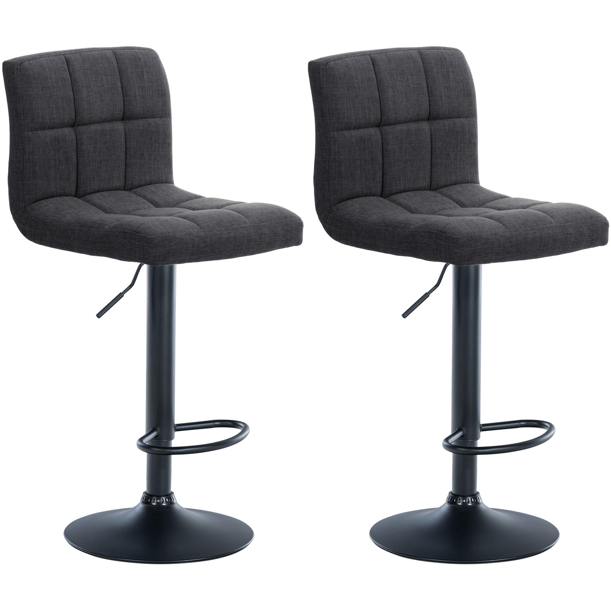 Set de 2 taburetes de bar Calma en tela Gris oscuro,Metal negro mate
