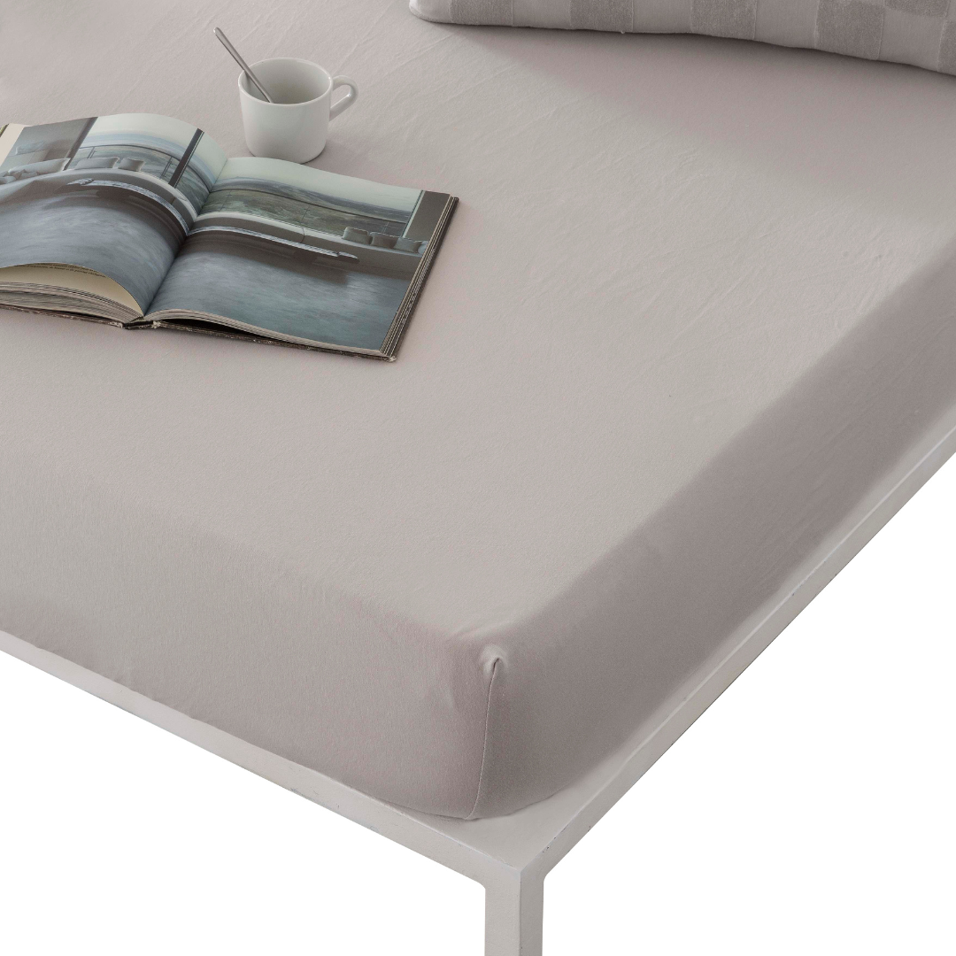 NATURALS - Sábana Bajera Ajustable Lisa Gris Claro - Algodón Tejido Jacquard de Alta Calidad Extra Suave - Altura Colchón hasta 30 cm - Cama 90/105/135/150/180 - ELB