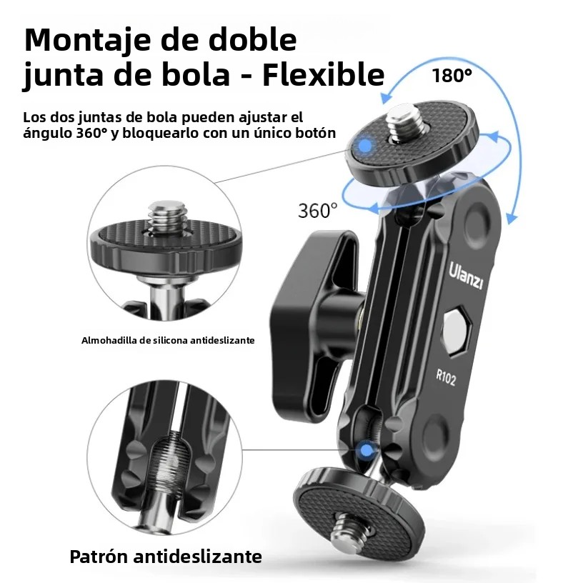TK Soporte Mágico De Doble Bola De Metal Para Cámara DSLR Monitor Micrófono Video Con Tornillo 1/4' Montaje Para Trípode
