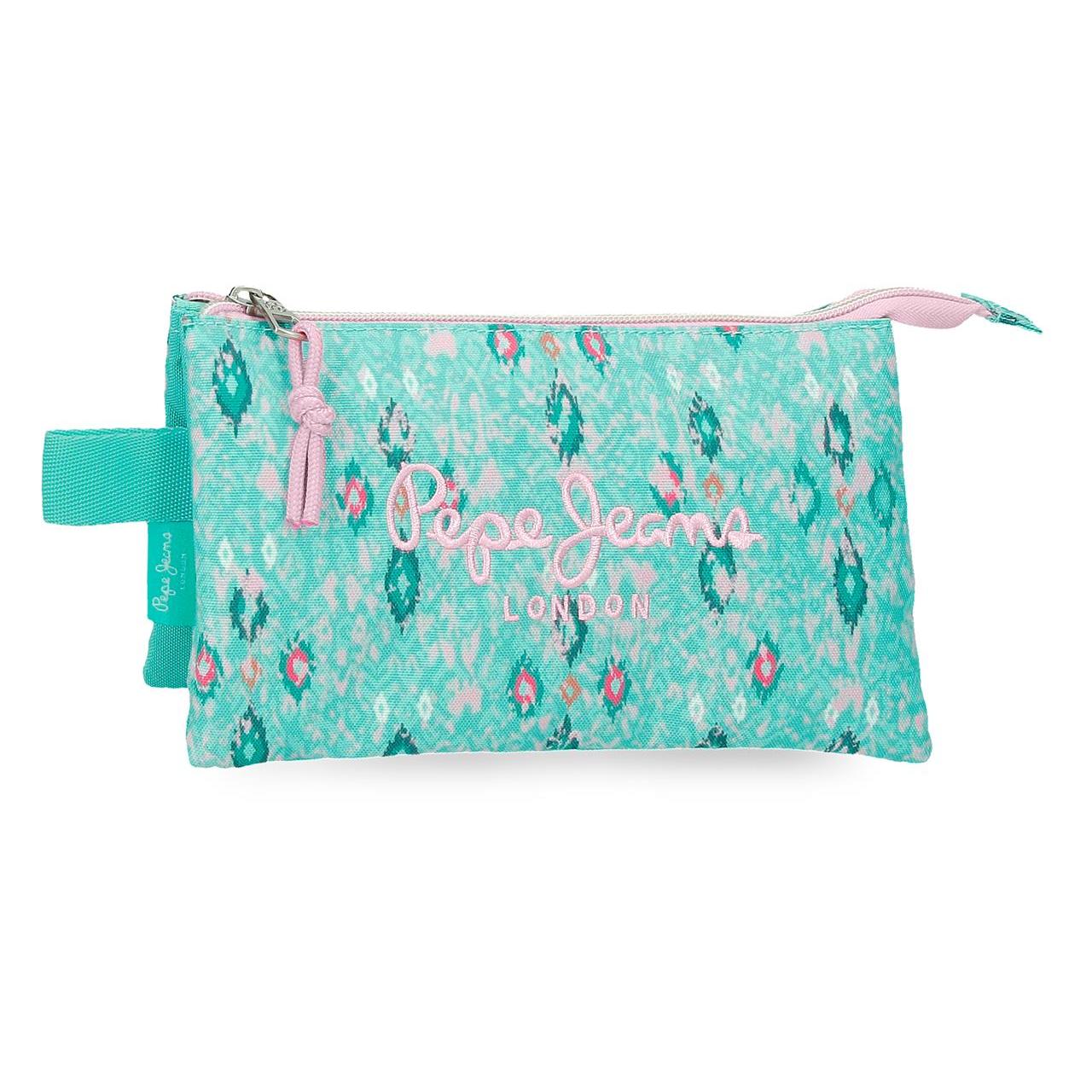 Estuche tres compartimentos Pepe Jeans Sun Turquesa