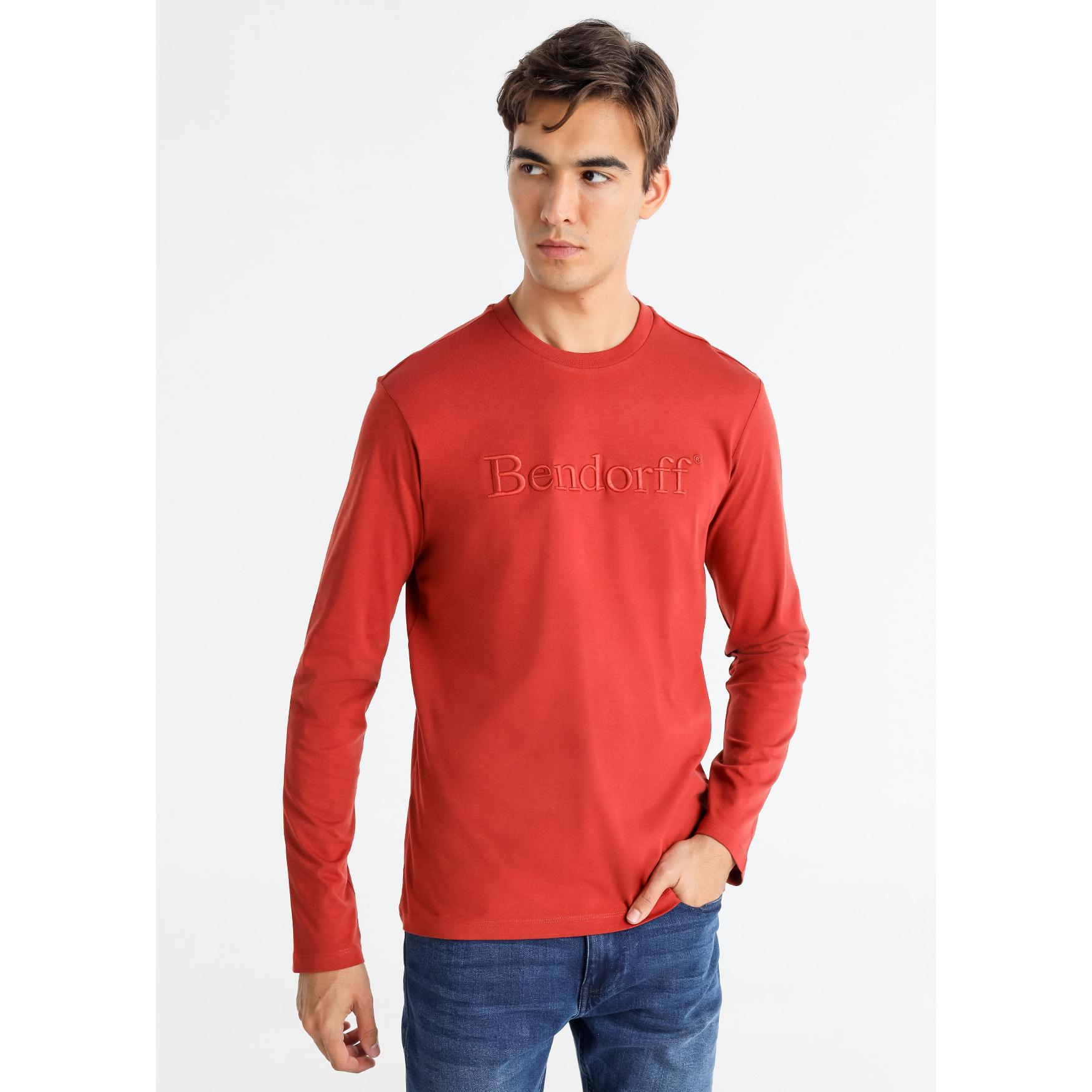 BENDORFF - Camiseta de manga larga con logo bordado en relieve