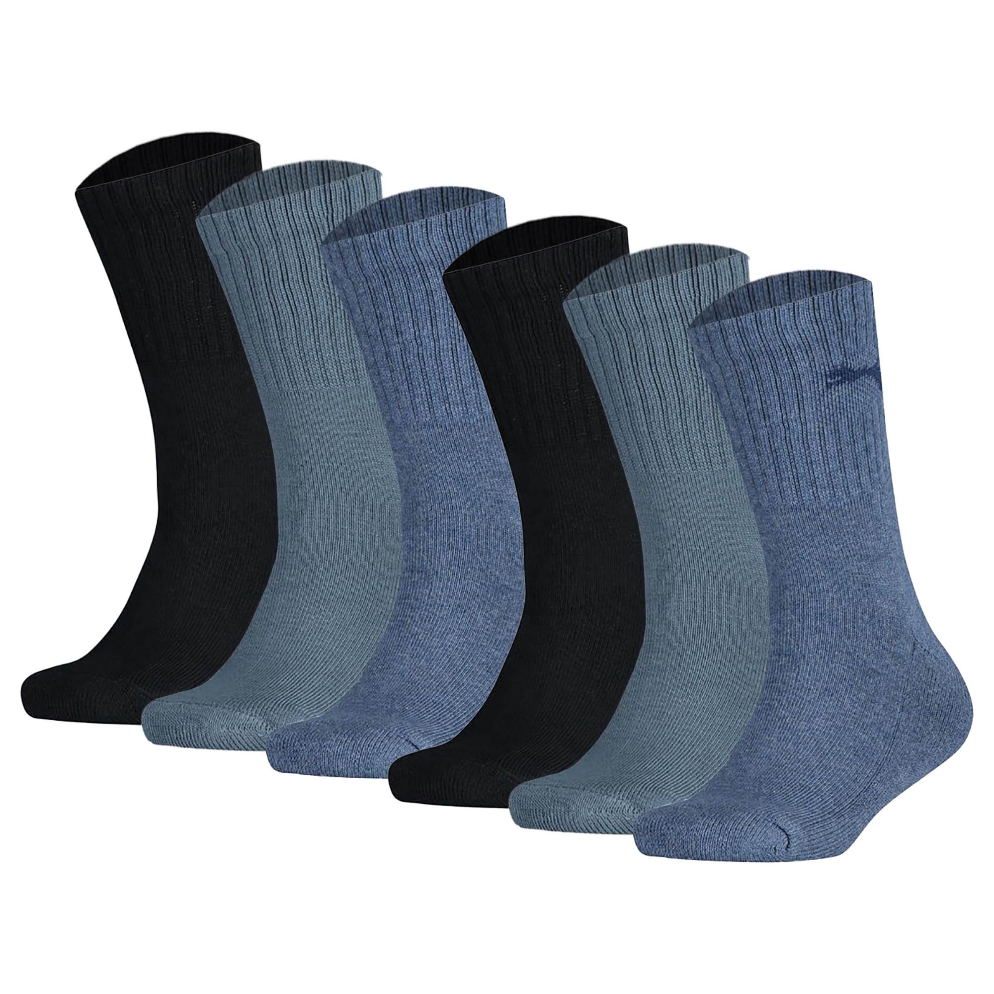 PUMA Calcetines para niños, paquete de 6 - Sport Junior, suela de rizo, puños de canalé, logotipo