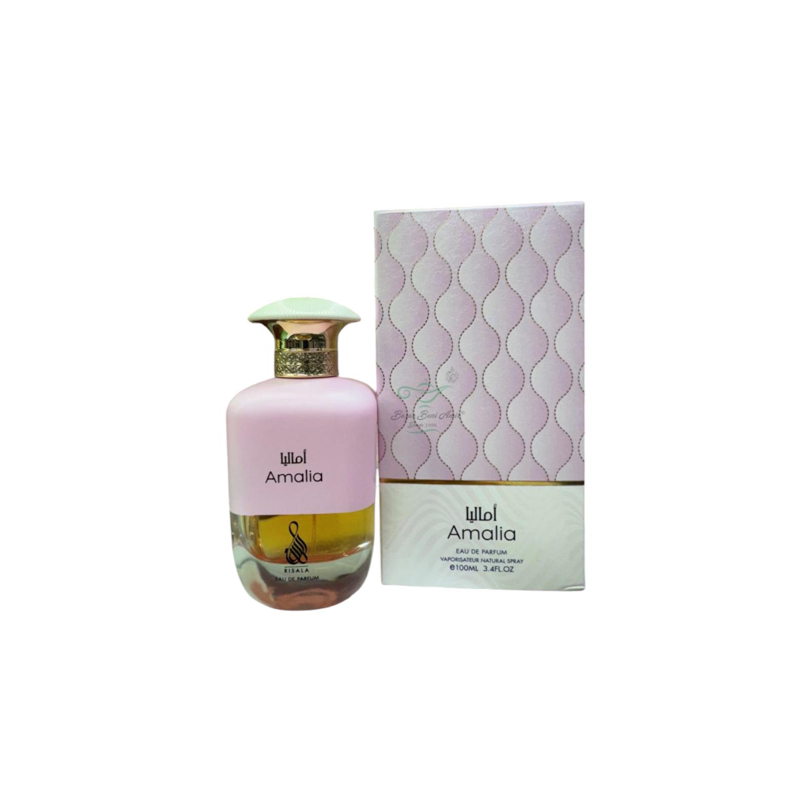 risala Amalia Eau de Parfum 100 ml - Fragancia Floral Seductora para Mujer - Notas de Salida Cítricas y Fondo Ambarado.
