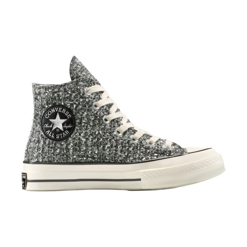 Zapatillas Converse Plateadas Chuck 70 Metallic Tweed Black Silver Egret Cómodas y Originales