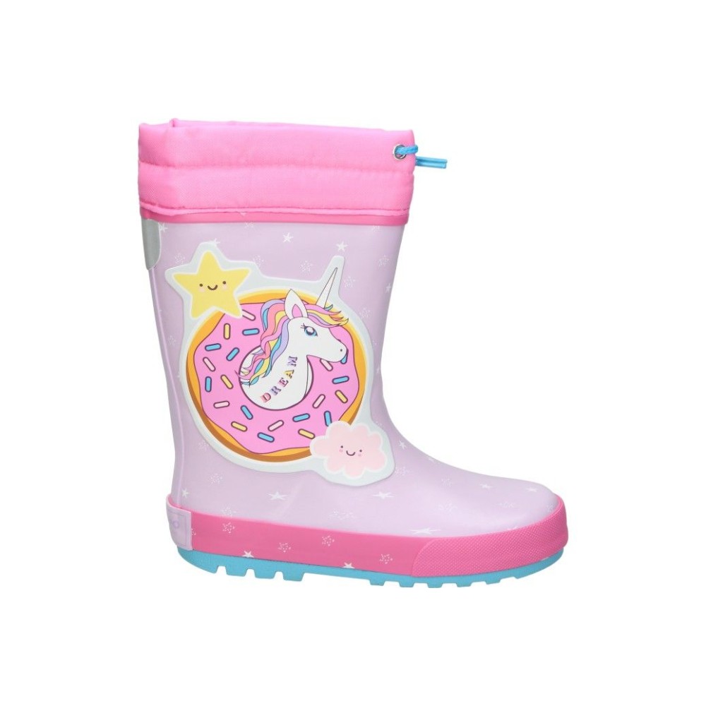 GIOSEPPO | Botas de Agua Giseppo Beatty para Niña – Botas para Lluvia en Color Rosa con Dibujo de Unicornio – Bota de Agua con Collarín Ajustable – Forro de Algodón – Plantilla Transpirable – Suela Flexible – Modelo 76540
