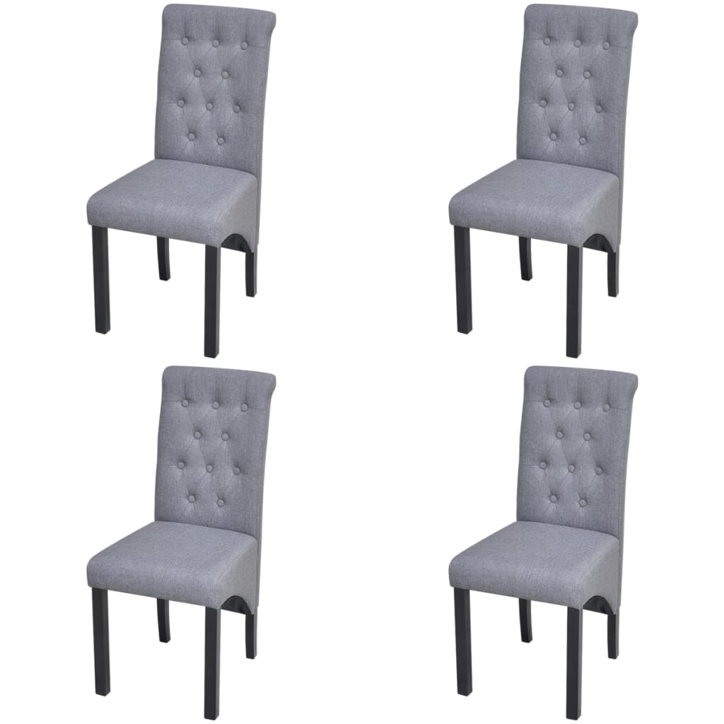 vidaXL Sillas de comedor 4 unidades tela gris claro