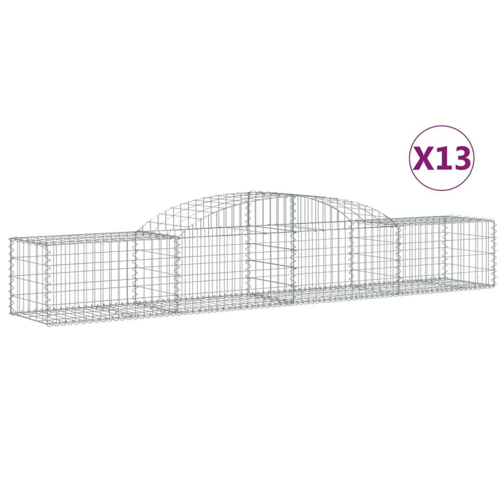 vidaXL Cestas de gaviones 13 uds forma de arco hierro Dimensiones 200 x 30 x 40/60 cm, 200 x 30 x 60/80 cm, 200 x 30 x 80/100 cm y mas