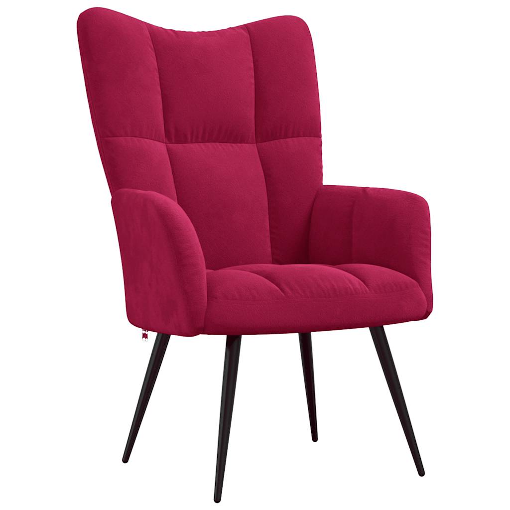 vidaXL Sillón de relax de terciopelo rojo vino tinto