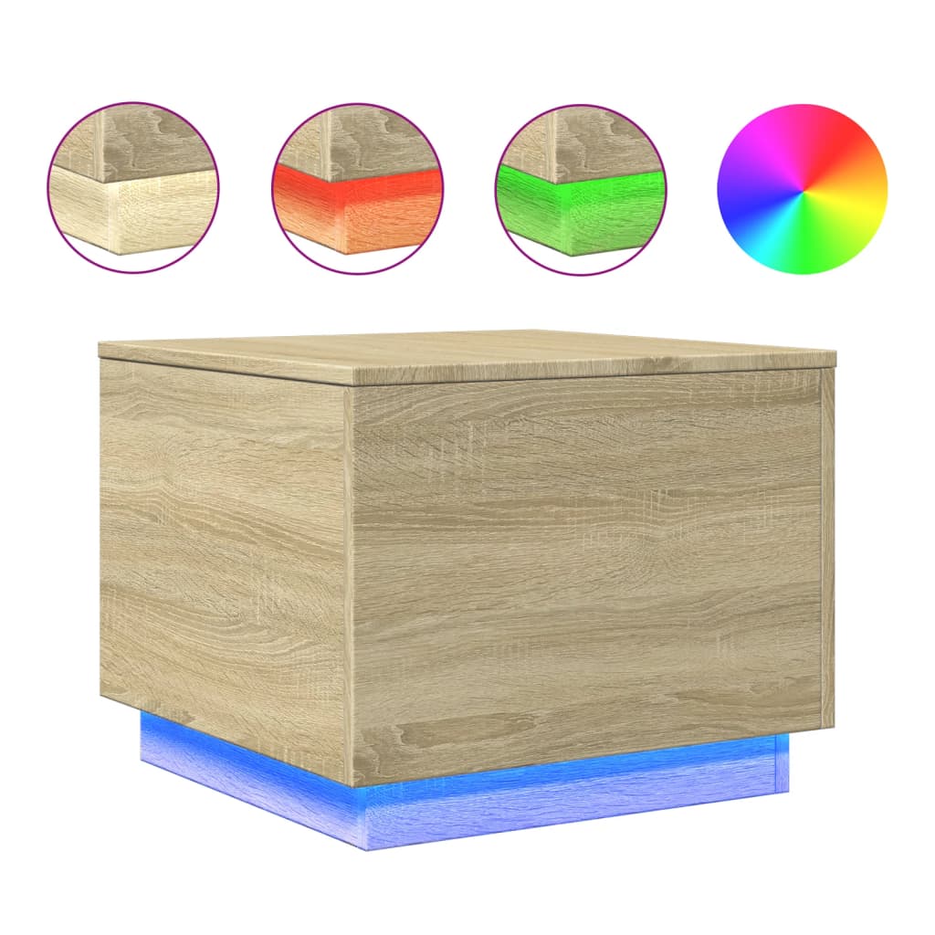 Vidaxl Mesa de Centro Blanca con Luces LED 50x50x40 Cm - Mueble Salón