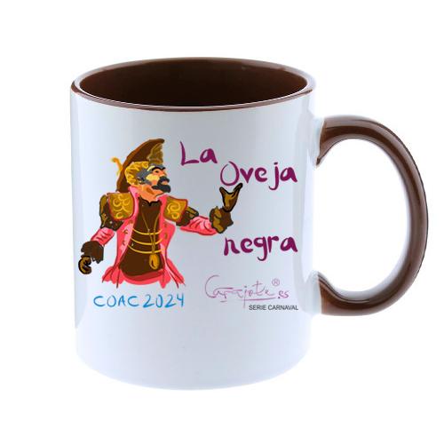 Taza Serie CARNAVAL La Oveja Negra - Diseño Exclusivo de Cádiz - Cerámica Blanca Premium Plus - 330 Ml