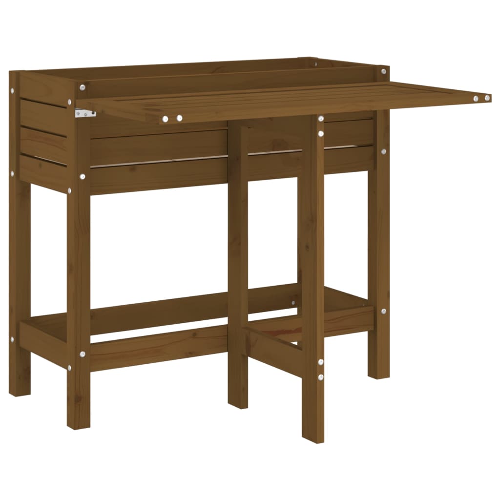 vidaXL Jardinera con tapa plegable madera maciza de pino Color Pino natural, Pino blanco, Pino gris y mas