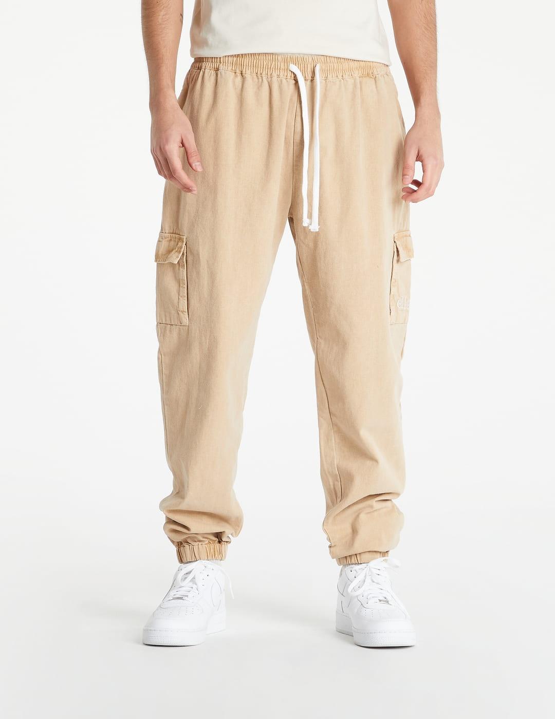 Ellesse Pantalón Cargo Hombre Vetiver Algodón Beige Bolsillos Cargo Jogger