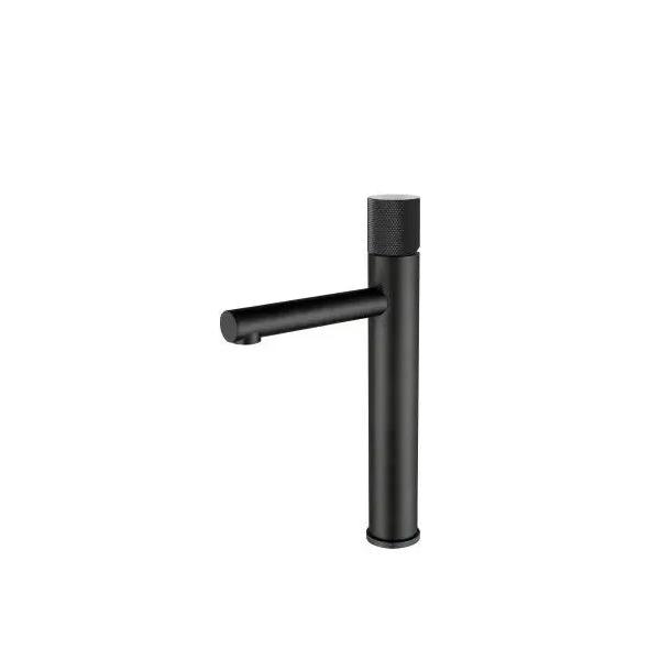 VALAZ Bidasoa Grifo de lavabo alto con caño recto redondo y llave monomando fabricado con latón de acabado negro mate