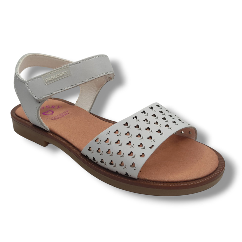 Pablosky Sandalia Abierta Niña 451500 BLANCO calzado niños Respetuoso Pablosky Summer ROYALE CORDONETS