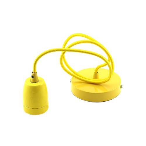 T-E TECNOLUX EURO - Portalámpara colgante de cerámica E27 con cable ajustable 100 cm, lámpara techo moderna para salón cocina comedor dormitorio bar club estilo artístico color amarillo