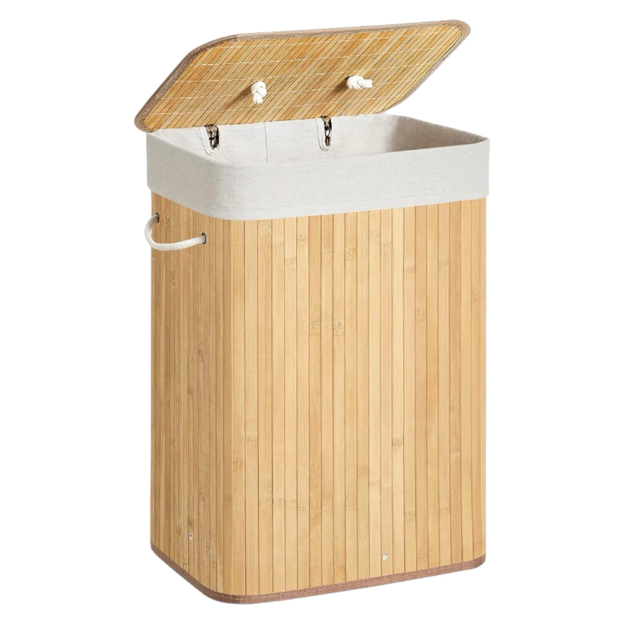 Cesto de Ropa Sucia de Bambú con Tapa y Asas: 72L o 100 L, 1 o 2 Clasificaciones, Plegable, Bolsa Interior Lavable a Máquina - Solución Elegante y Práctica para la Lavandería en tu Dormitorio ,Cubo Ropa Sucia （CUBO001 1999 7DIAS）