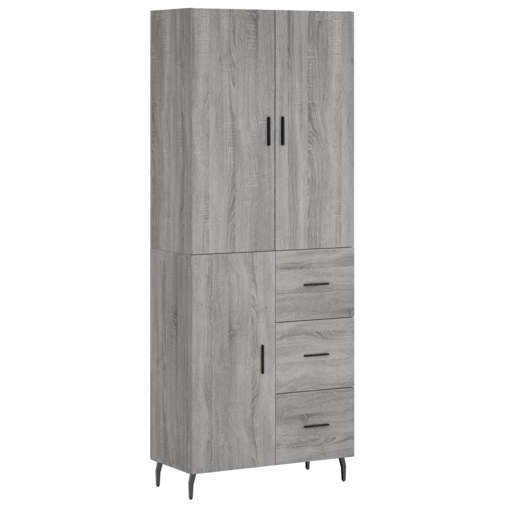 Vidaxl Aparador Alto Madera Contrachapada 69,5x34x180 Cm 1 Puerta 3 Cajones Mueble de Almacenaje de Salón