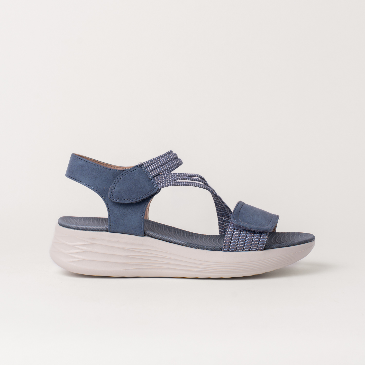 Mysoft 24M362 Sandalias con cuña de mujer cierre en velcro y elásticos