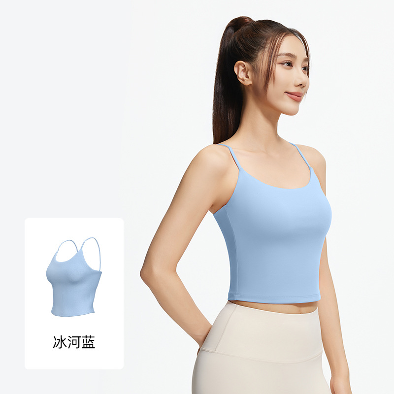 OmHome Hermoso sujetador de yoga dos en uno con tirantes para la espalda, chaleco de fitness con tirantes tipo tubo para mujer