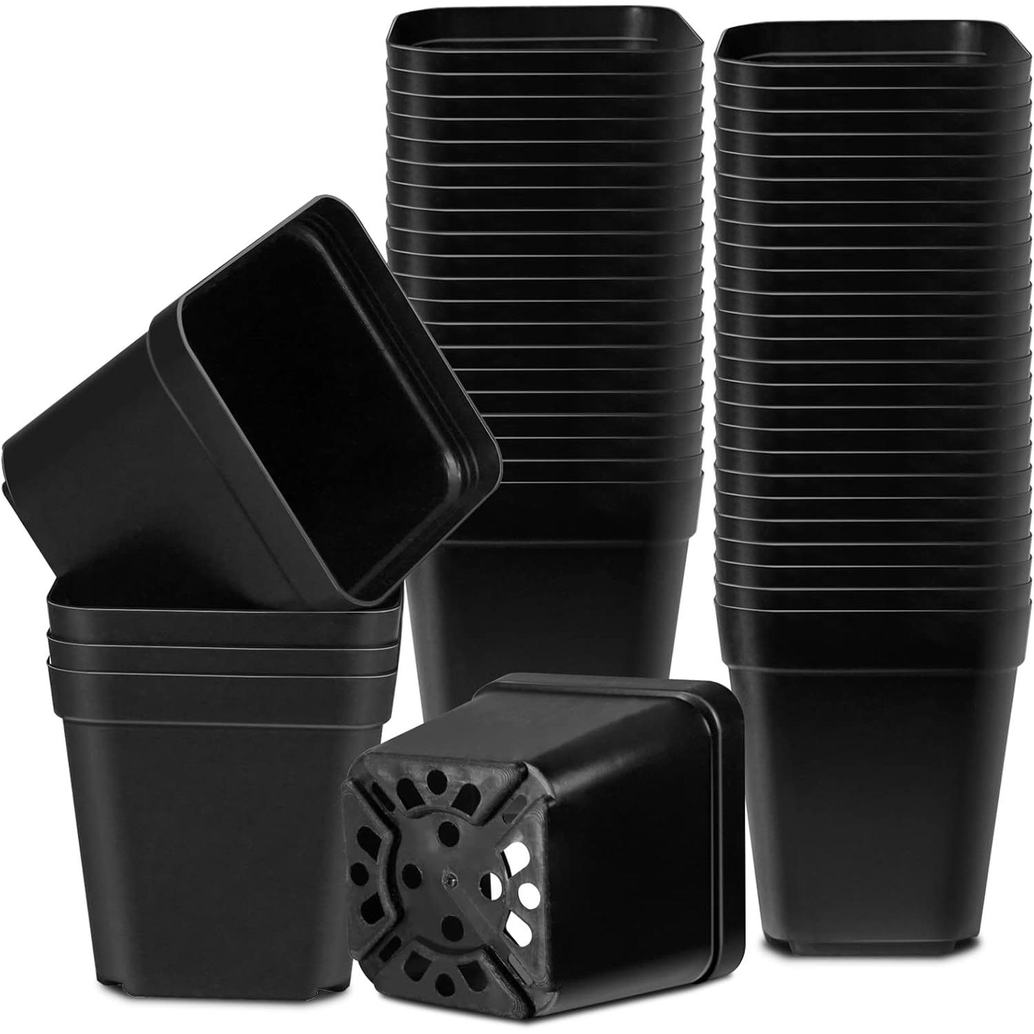 Macetas para plántulas, 7 cm, 50 piezas de macetas para viveros, macetas cuadradas de plástico reutilizables/macetas para plántulas/macetas para trasplantar/macetas para plantar en interiores y exteriores