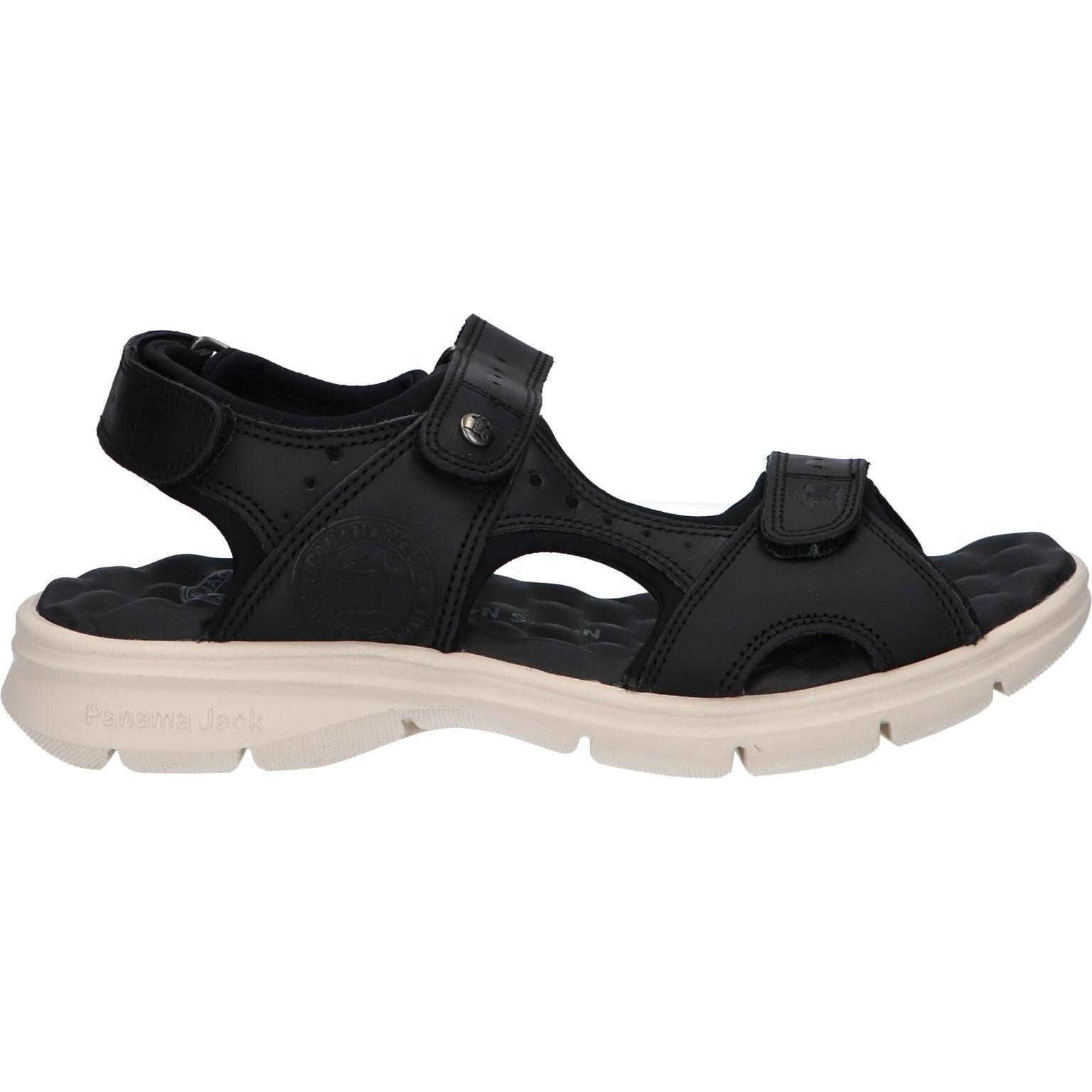 Panama Jack Men's Sandals SALTON C33 NAPA GRASS BLACK - Comfortable leather sandals with cushioned insole, slip-resistant sole, flexible design for active lifestyles, perfect men's sandals for everyday wear.