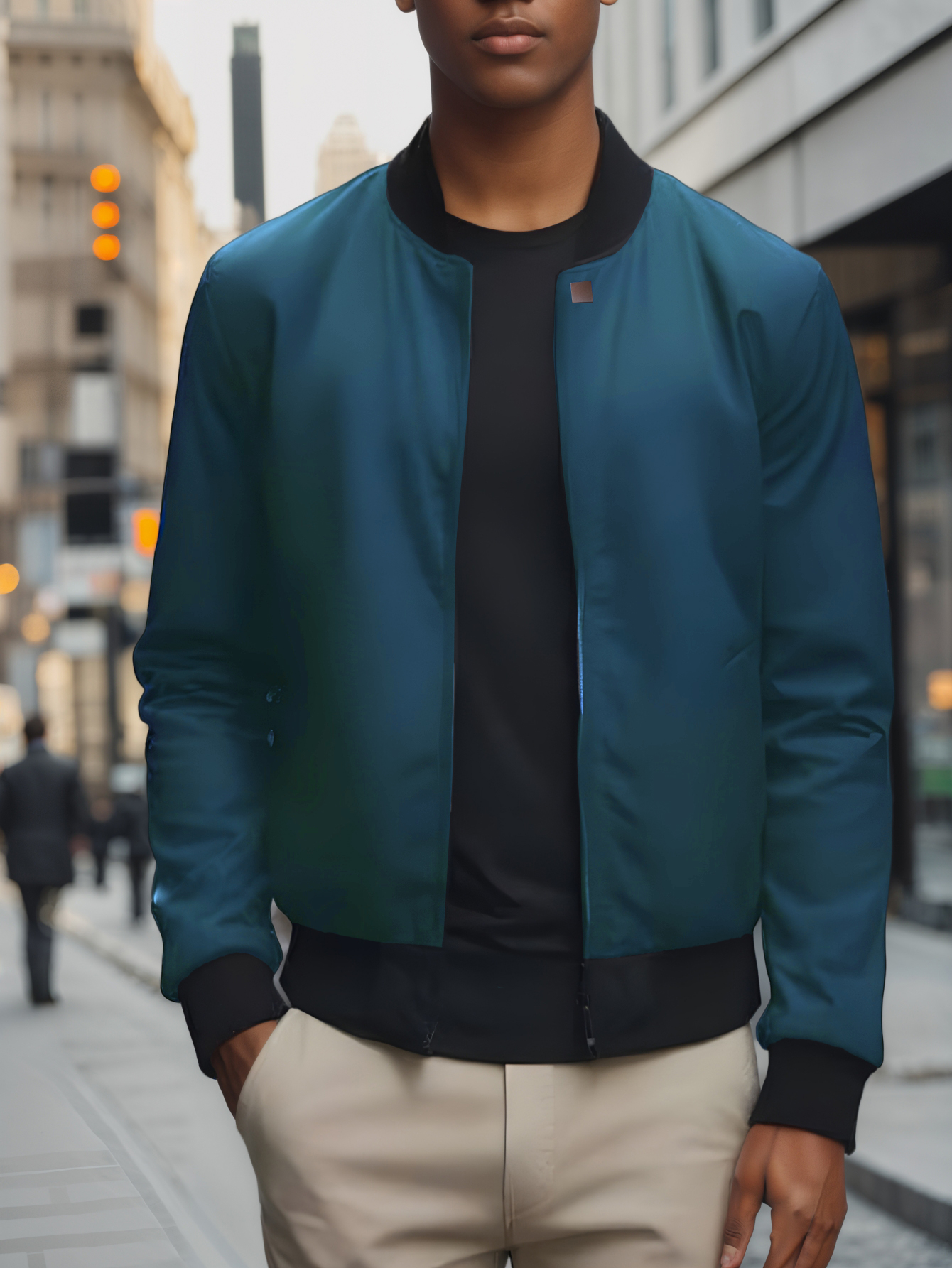 TK Chaqueta Casual Para Hombre De Color Sólido Cuello De Béisbol Corta Y Suelta Abrigo Delgado De Primavera Y Otoño Con Cierre De Cremallera