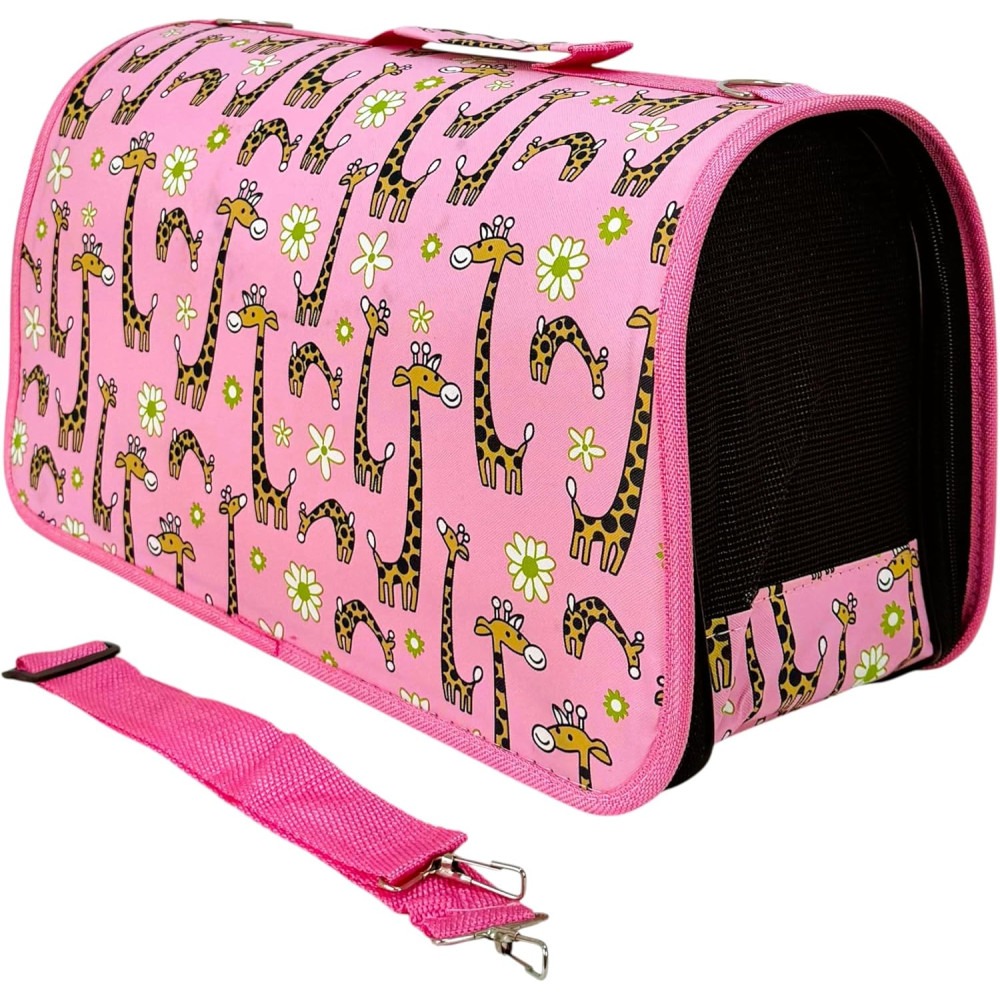 Transportin para Gatos, Perros, mascotas, Bolsa de Transporte Maletin Bolso Plegable y Flexible (Rosa) COSHANO