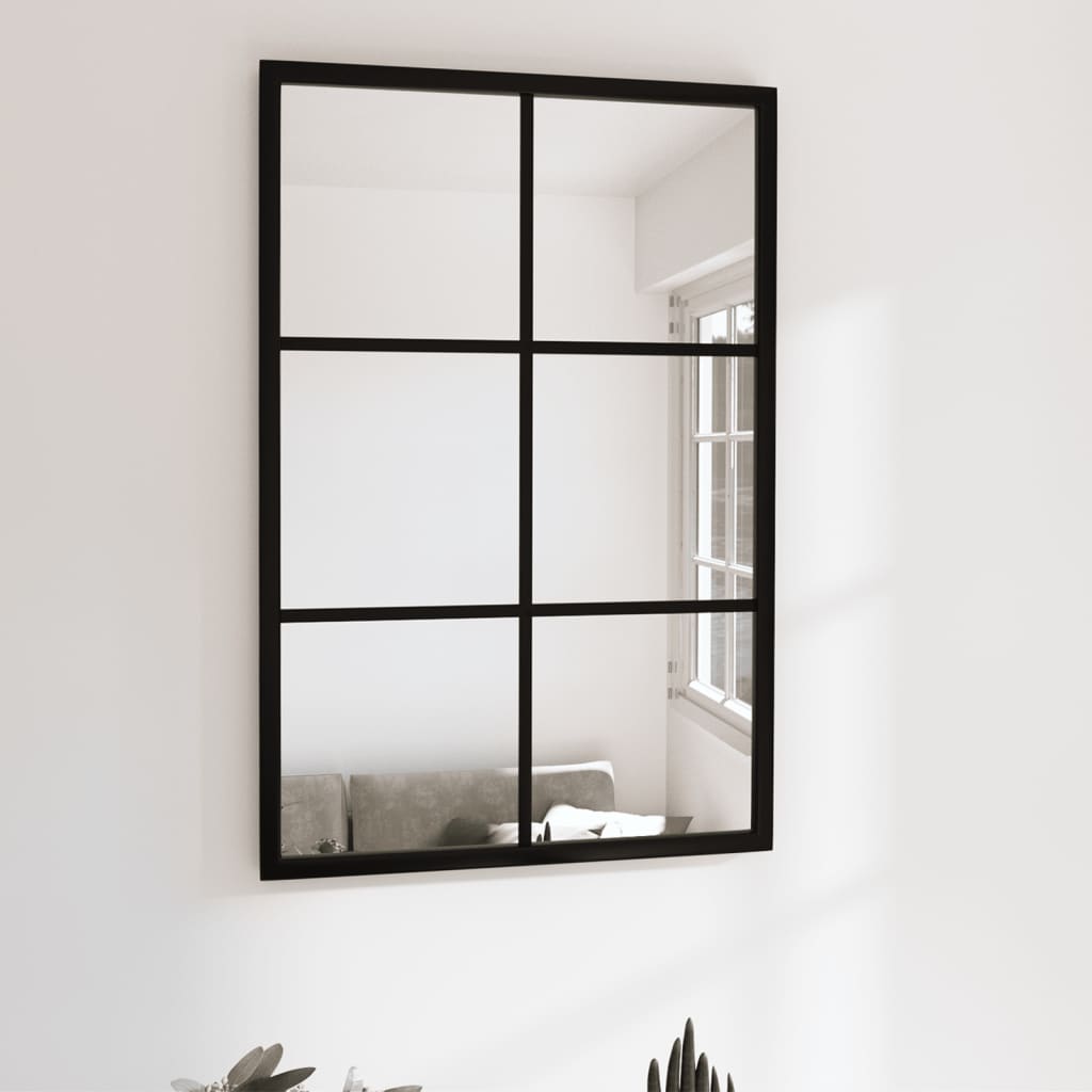 vidaXL Espejo de Pared Metal Negro Tocador Maquillaje Colgante Baño Dimensiones 40 x 40 cm, 20 x 50 cm, 60 x 40 cm y mas