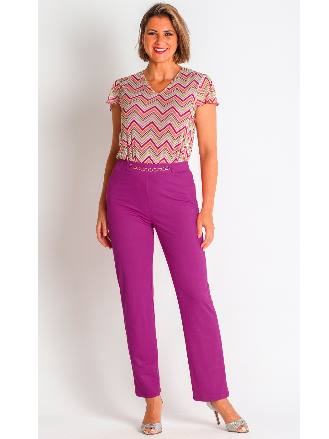 368196L PANTALON PUNTO RAYON-NYLON CON CADENA