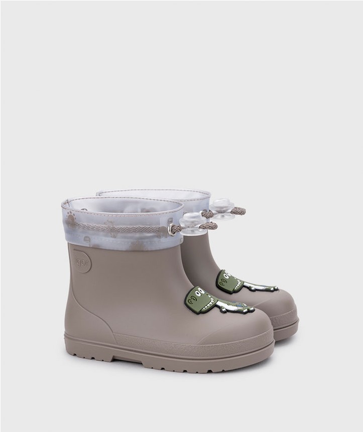 Igor - Botas de agua infantiles Dino W10323 barefoot flexibles y cómodas para niño con plantilla extraíble