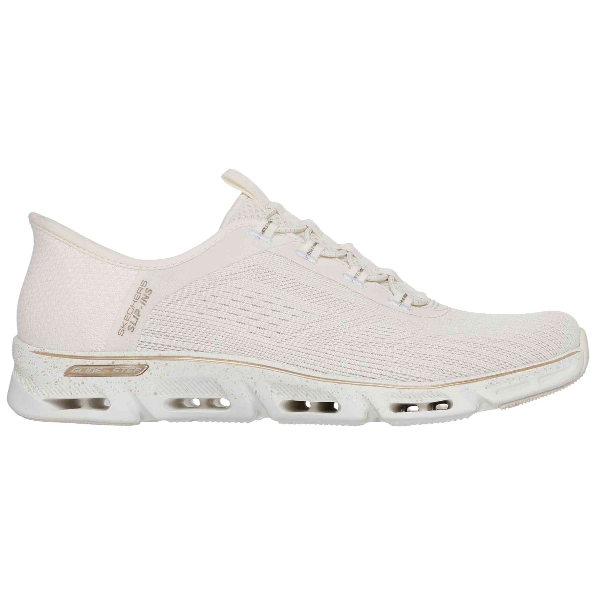 Zapatillas Skechers modelo Hands Free Slip-ins: Glide-Step Gratify "Natural / Gold" para Mujer en color Beige