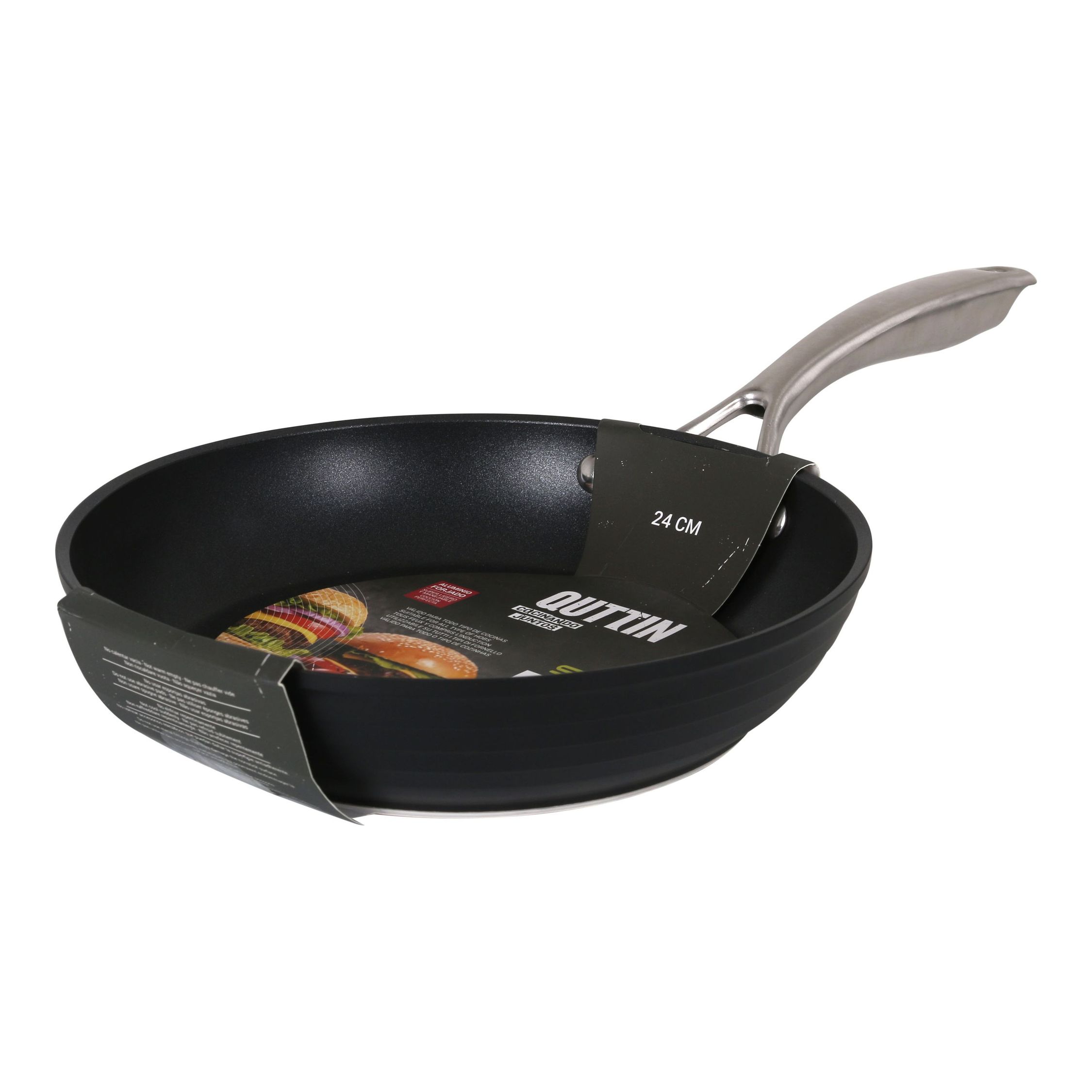 QUTTIN - Sartén de Aluminio Forjado 24CM Full Inducción Colección Spiral - Antiadherente de Calidad Premium, Resistente y Duradera, Mango Ergonómico | Amystyle