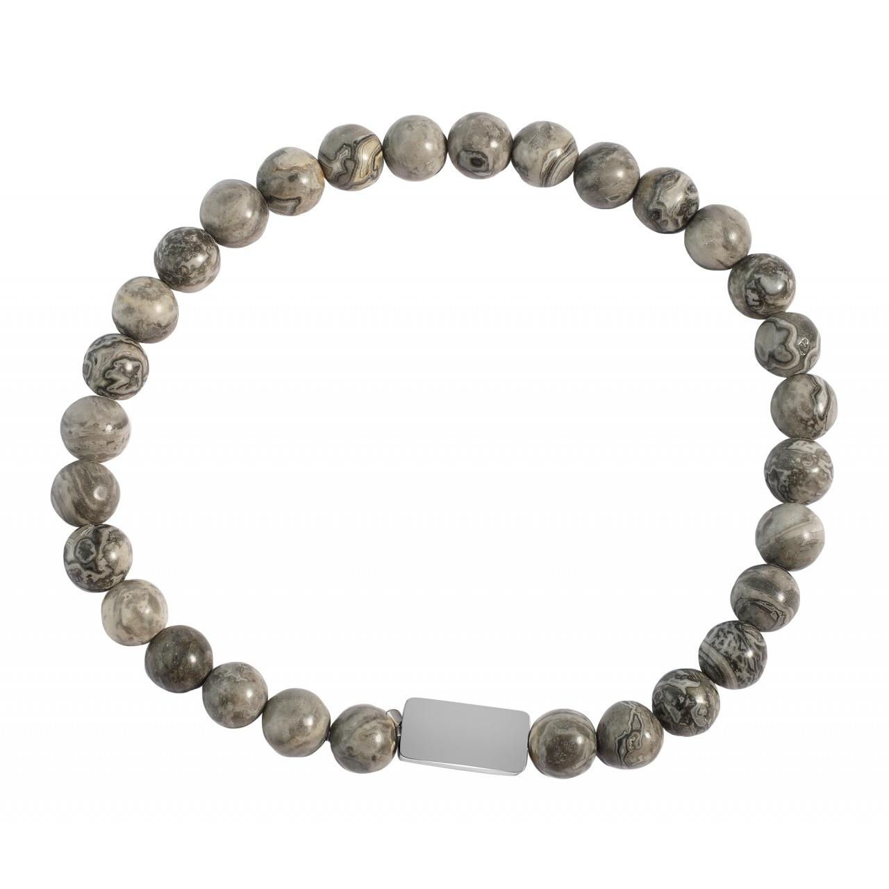 Akzent® Pulsera em Pedra Natural Jaspe com Detalhe em Aço Inoxidável - 0578