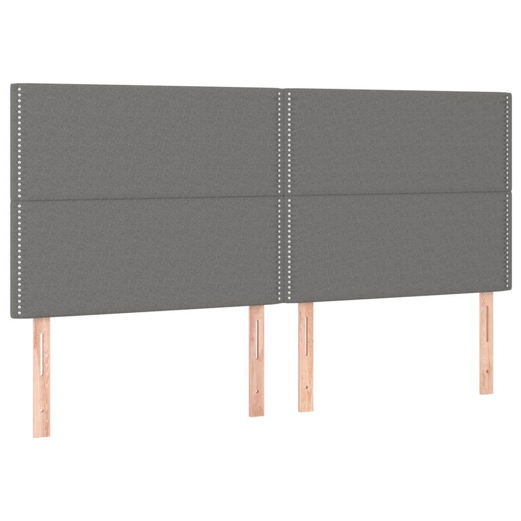 vidaXL Cabecero con luces LED tela gris oscuro 180x5x118/128 cm