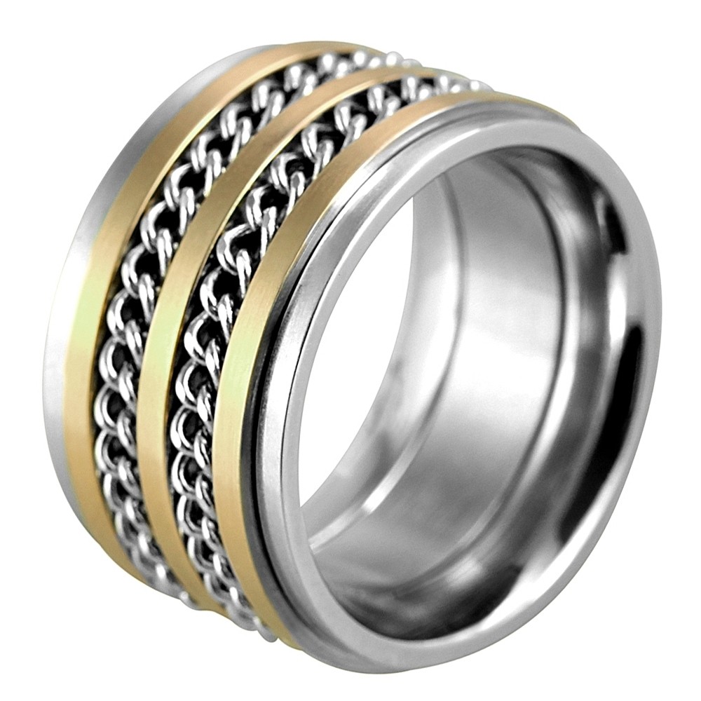 Just® Anillo Dourado e Prateado em Aço Inoxidável - 56