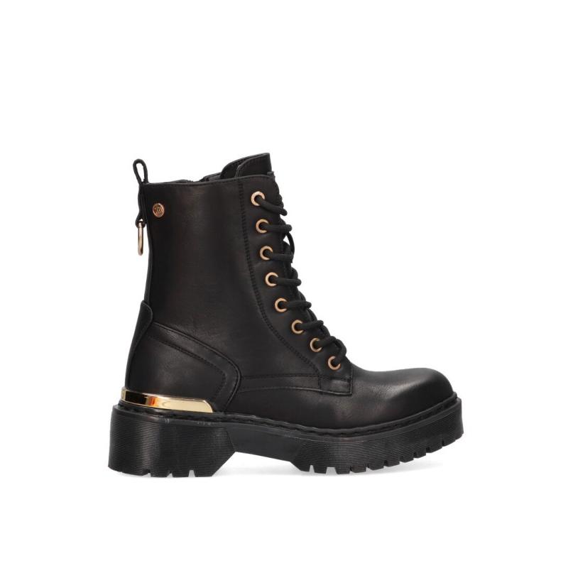 Botin Militar Xti - Mujer - Suela Doble - Modelo 141807 - Color Negro
