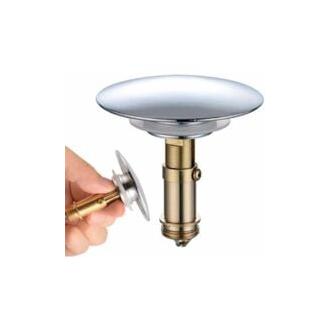 CA Tapón de drenaje de latón, tapón de drenaje para lavabo de baño de 66 mm, latón pulido cromado, con sistema Pop Click Clack para lavabo de tocador, pernos de repuesto para bañera y baño.