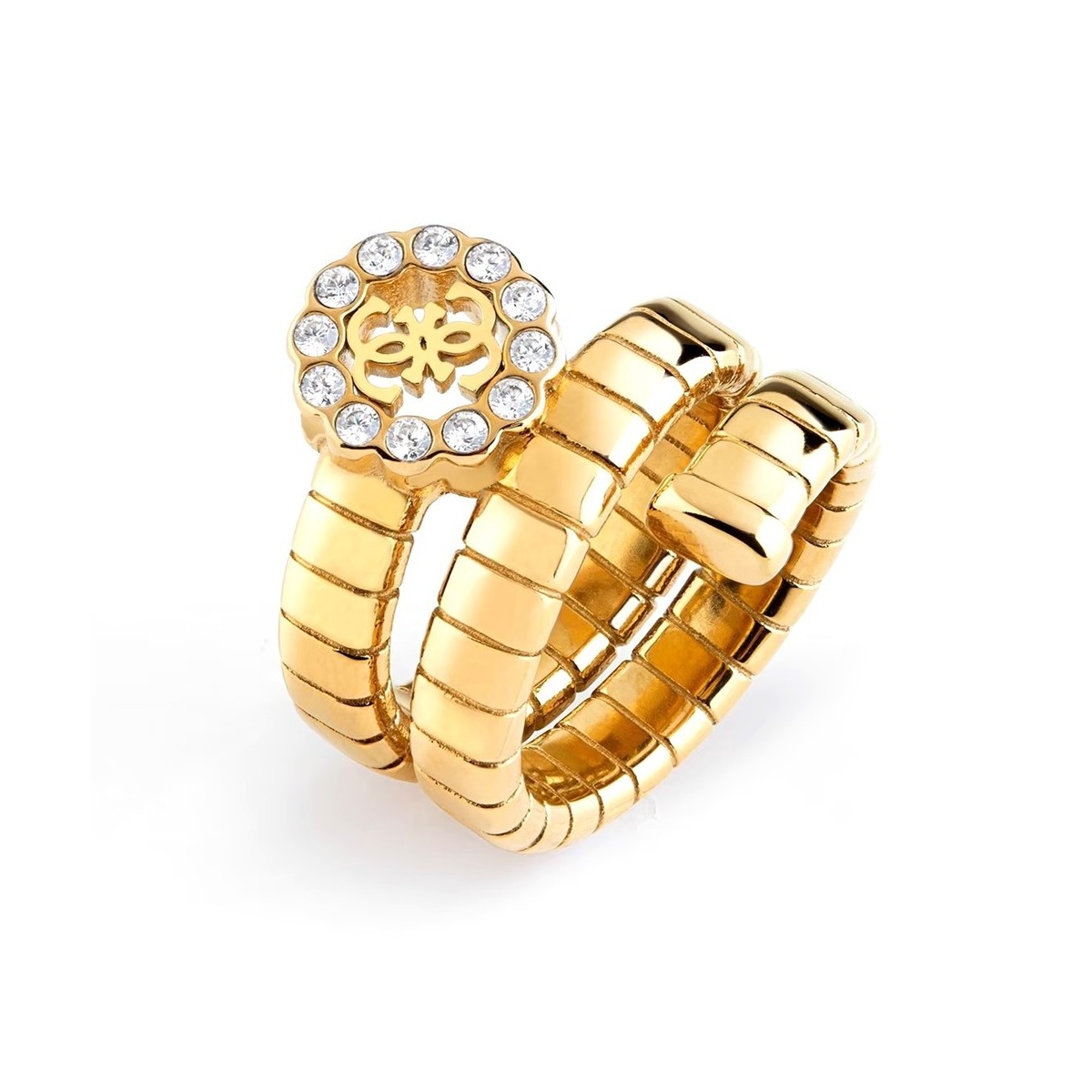 Sortija Guess Mujer MAD ABOUT GOLD JUBR01383JWYG54 acero inoxidable chapado dorado ajustable logo